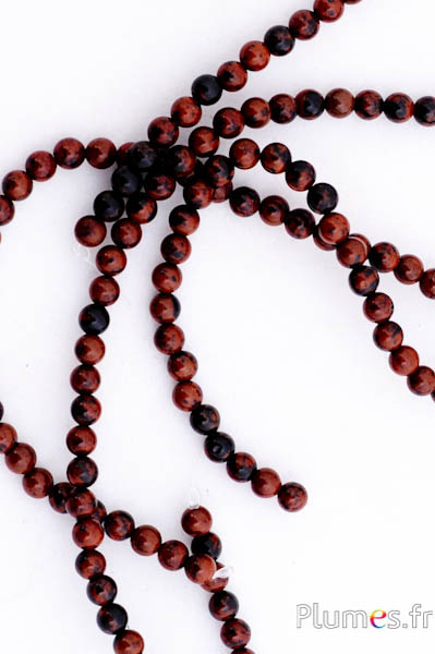 Perles rondes acryliques - Ø 4 mm, trou 1 mm - brun-noir